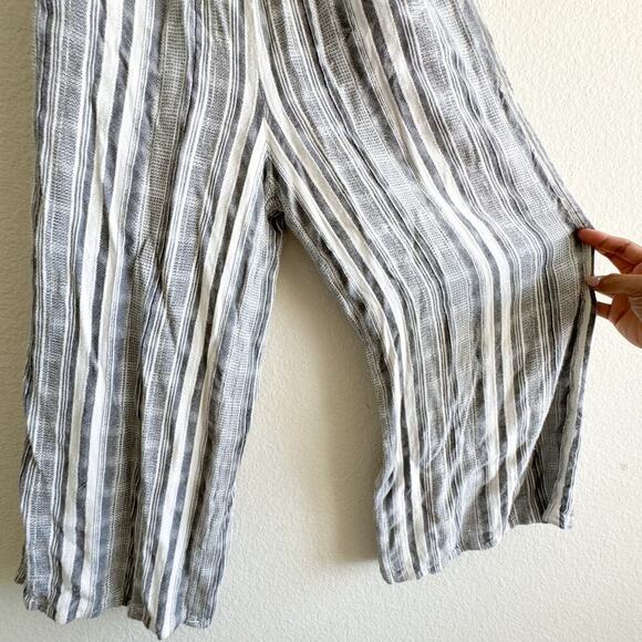 L*Space Riri Strapless Wide‑Leg Jumpsuit XS Gray White Stripe Smocked tie - Picture 7 of 15